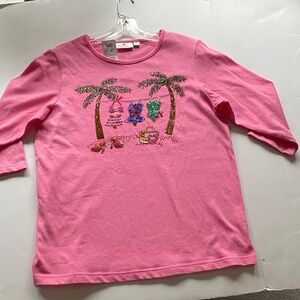 Quacker Factory Pink Embellished Top